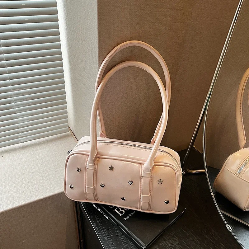 

Zipper PU Solid Color Star Sequined Shoulder Bags High Capacity Large Capacity Women's Bags 2026 Hot Sale Exquisite Handbags