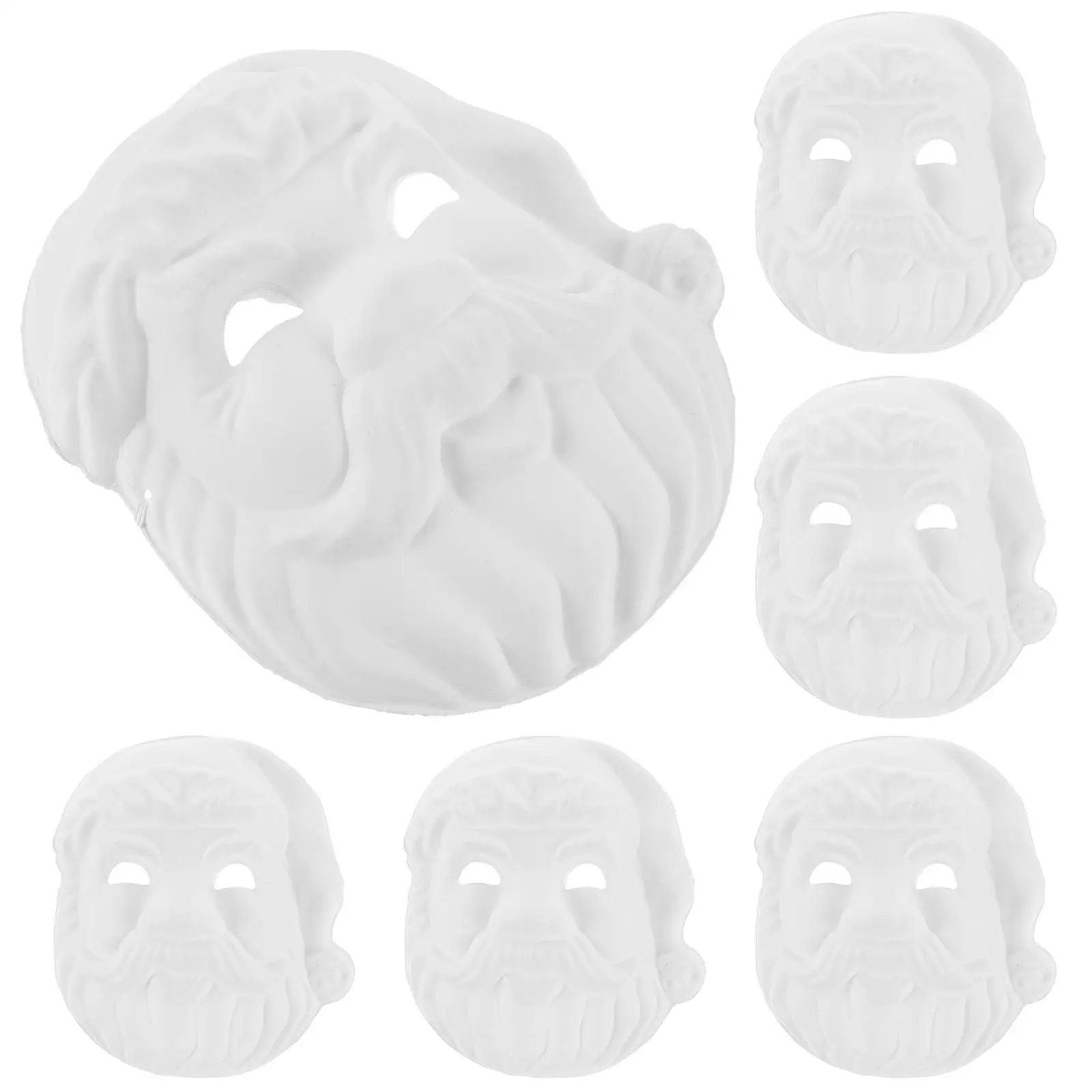 

6 Pcs Santa Claus Masks White DIY Unfinished Paper Pulp Masquerade Face Masks Blank Cosplay Party Decorations Christmas Toys