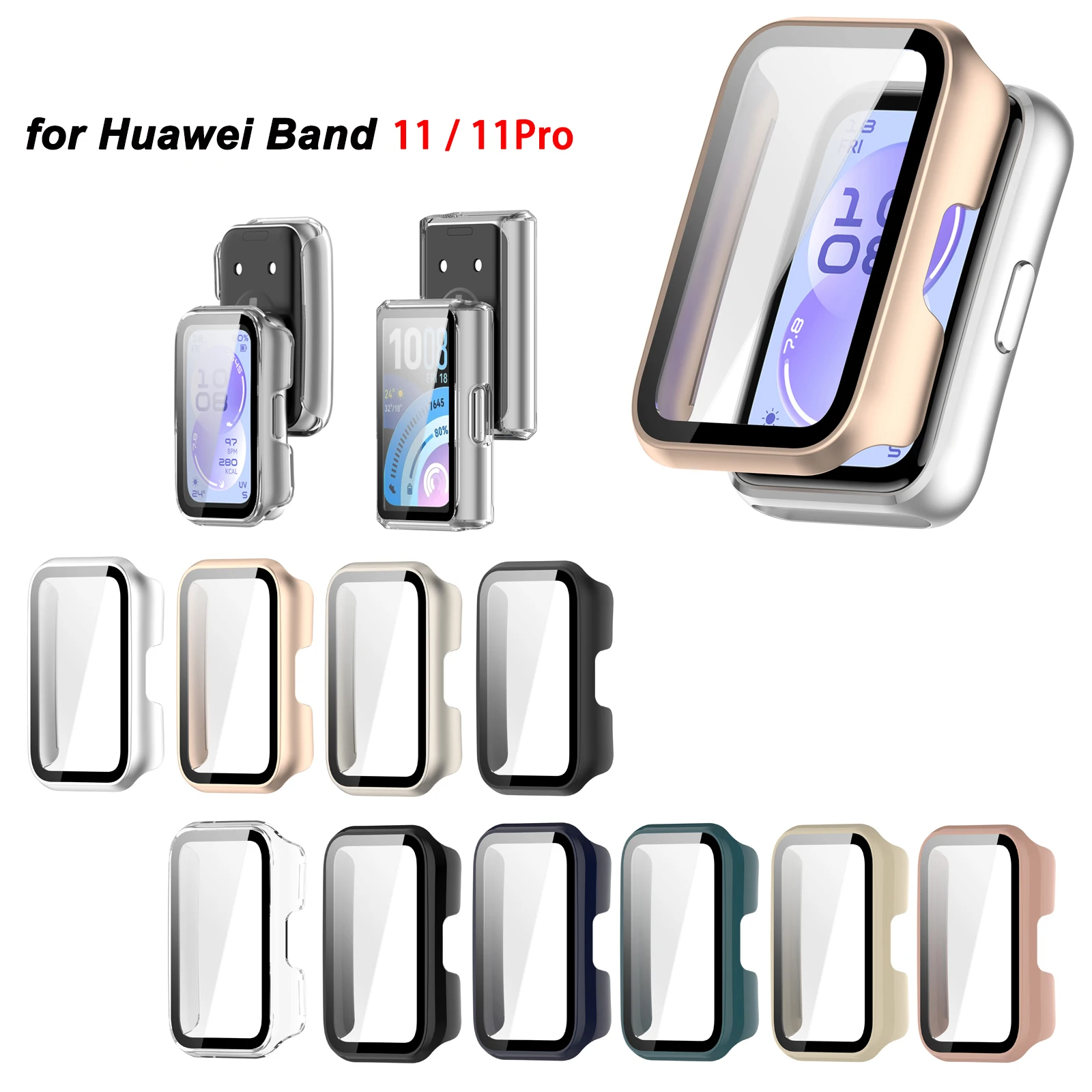 Half PC Protective Case Tempered Glass Screen Protector Film for Huawei Smart Watch 11/11pro Protection Watch Case Cover