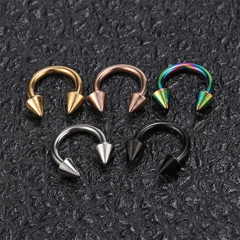 5pc Body Piercing Jewelry Punk Stainless Steel Nose Ear Belly Lip Tongue Ring Captive Bead Eyebrow Bar Piercing Lot Jewelry