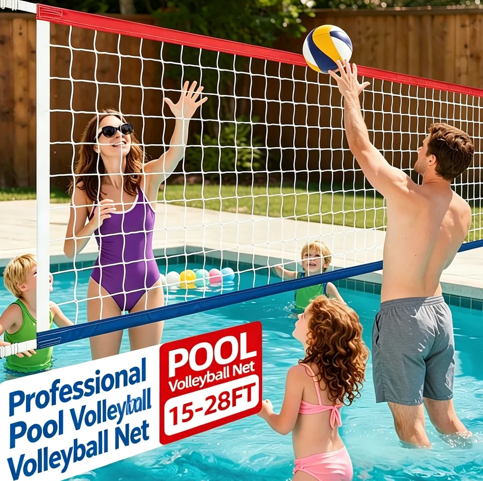 Swimming Pool Volleyball Net Portable Water Volleyball Game Toy Adjustable Sport Equipment for Tennis Beach Party Family Kids