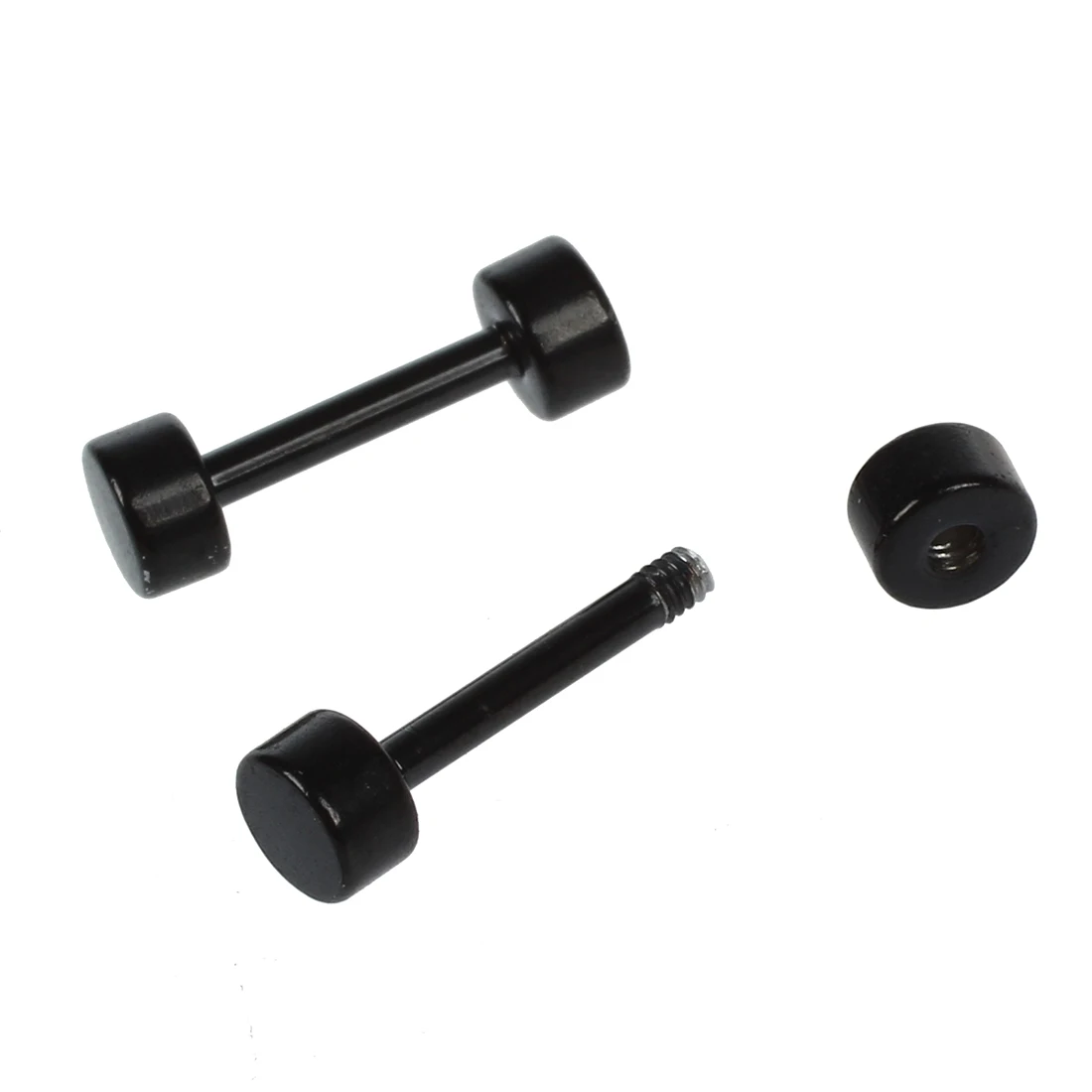 

1 Pair of Men's Barbell Titanium steel Ear Studs Earrings 4mm Black