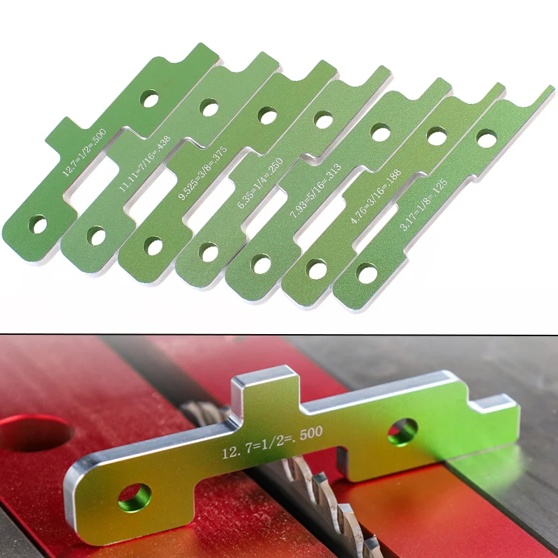 

Установочные блоки для деревообрабатывающих фрез, 7 шт., установочные стержни для фрезерного стола для деревообработки, толщина установки, глубина, высота, угол, диаметр сверла