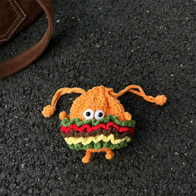 

Cartoon Hamburger Knitted Universal Case for AirPods 4 Airpod 1 2 3 Pro Pro2 Bluetooth Earbuds Earphone Case Cover