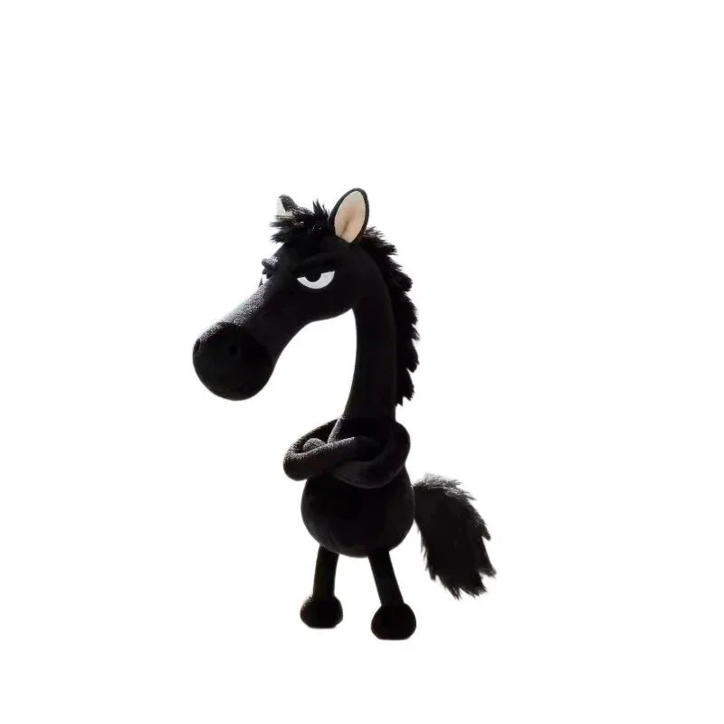 Simulazione del fumetto Cavallo farcito giocattolo Squisita fattura Design carino Pony Doll Colore bianco nero Stile fantasy