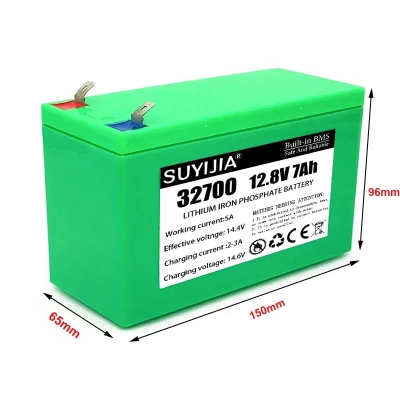 Bloco da bateria do poder do lítio, 4S1P, 32700, 12.8V, 7000mAh, 4S, 7A, BMS equilibrado, apropriado para barcos elétricos e pulverizadores