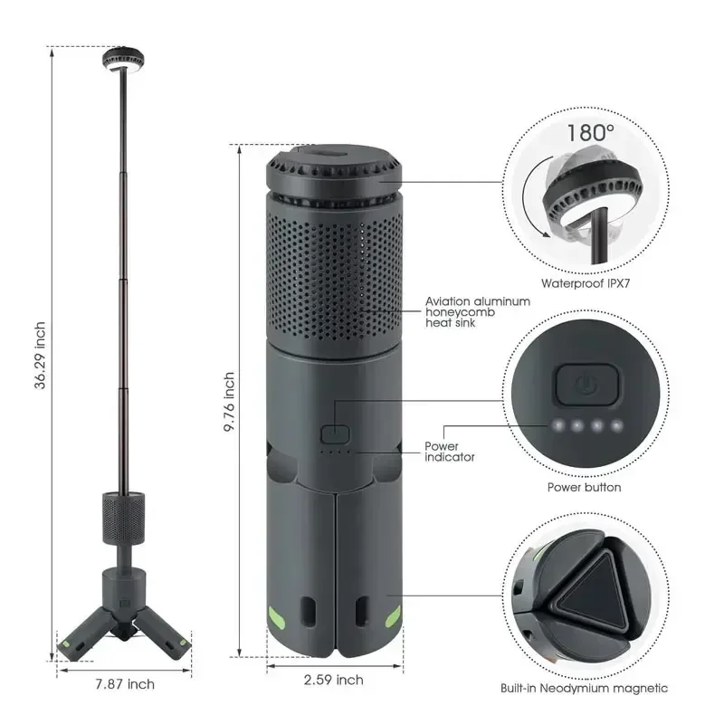 Rechargeable Flash Telescopic Collapsible Design Camping Light 10000mAh Magnetic Base Light for Hiking Camping Fishing Travel