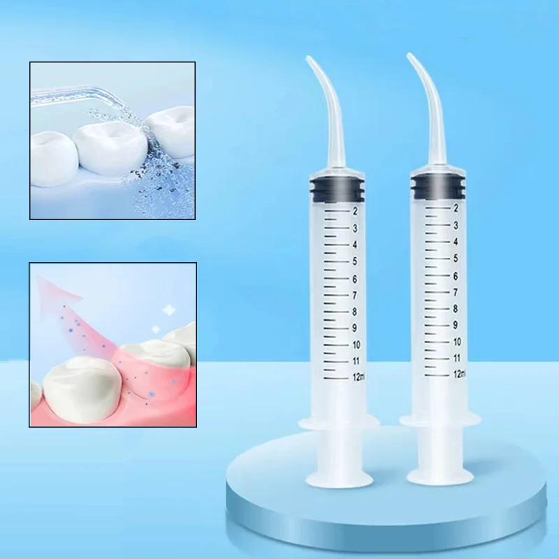 

50 Pcs Dental Disposable Irrigation Syringe Curved Tip 12ml Oral Irrigation Needle Tube Teeth Whitening Tools Dental Product