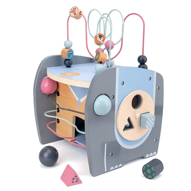 Montessori Holzperlenlabyrinth Interaktive Spiele Puzzle Multifunktionales geometrisches Spielzeug Sensorisches beschäftigtes Brettspiele Konstrukteur