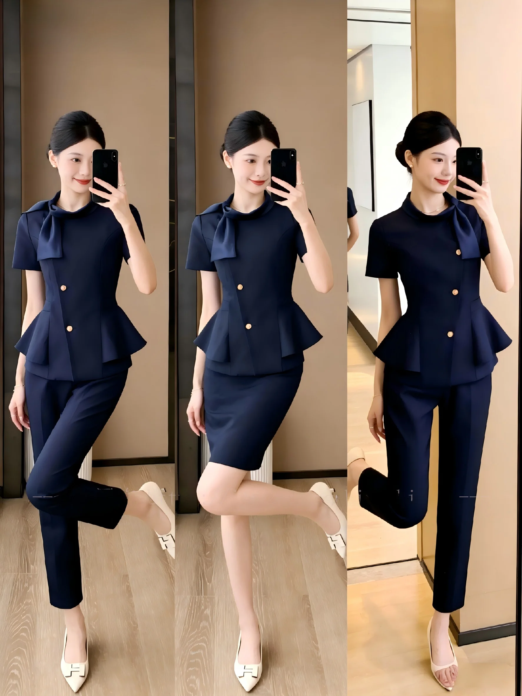 Lightweight Short Sleeve Beauty Salon Professional Uniform Women's Fashionable Workwear Hotel Front Desk Receptionist Suit