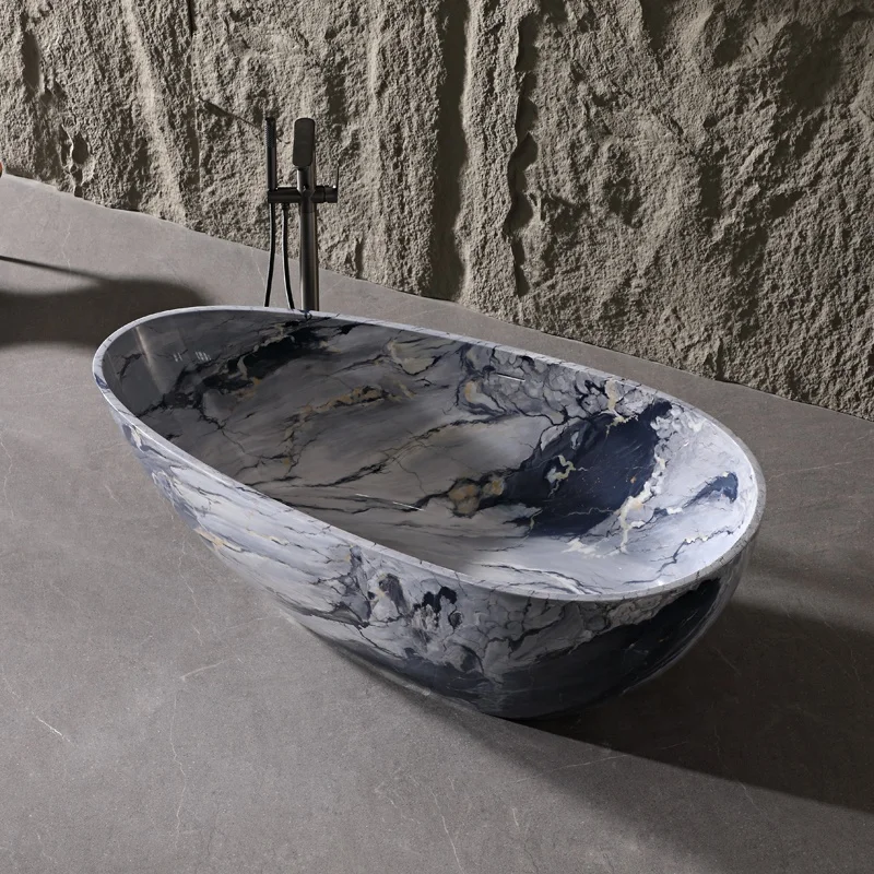 New Oval Shape Artificial Stone Bathtubs Solid Surface Freestanding Bathtub Resin Cast Stone Bath Tub Soaking Matt Tubs
