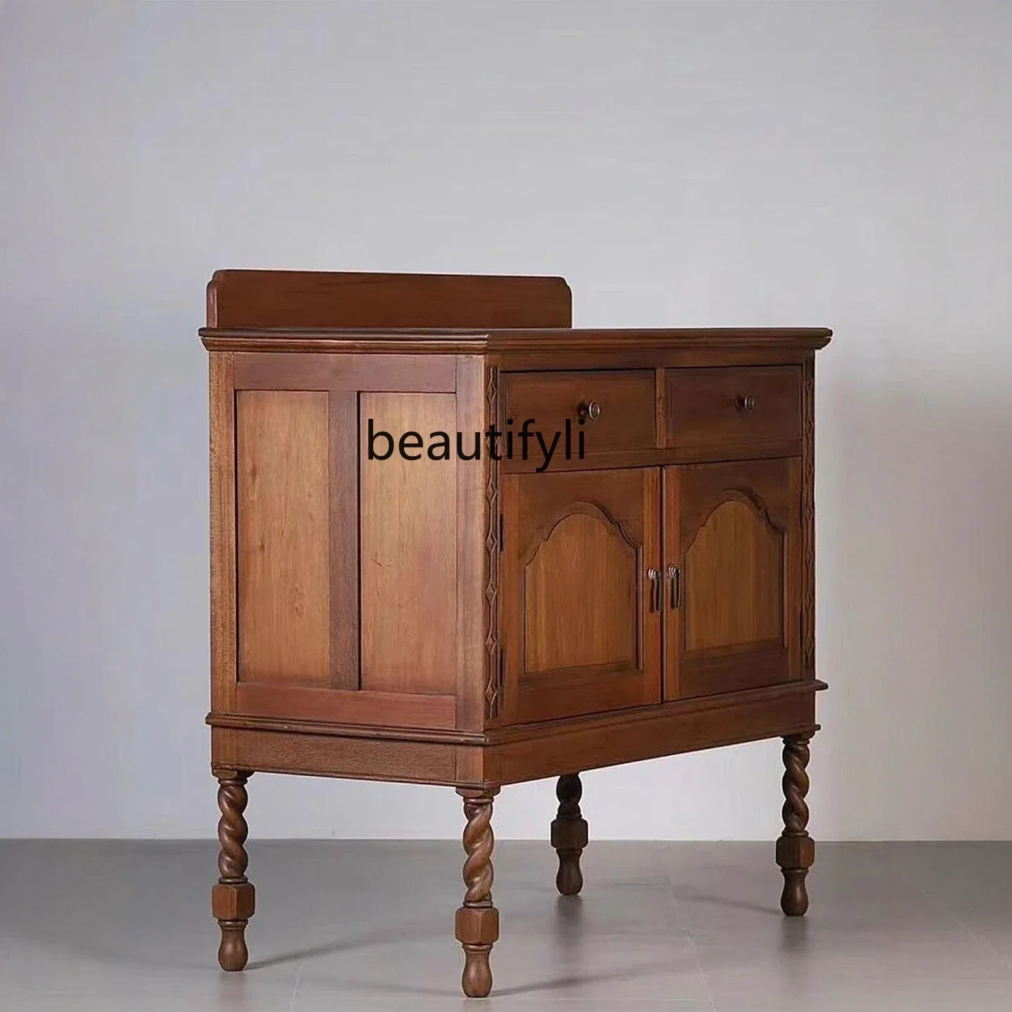 French retro solid wood dining side display storage cabinet restaurant wine cabinet tea cabinet