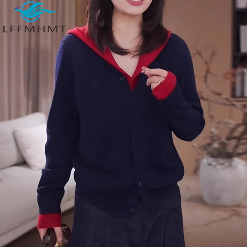 

Женский зимне-осенний модный свободный кардиган с капюшоном в повседневном стиле, искусственный женский свободный удобный классический трикотаж из двух предметов, топы