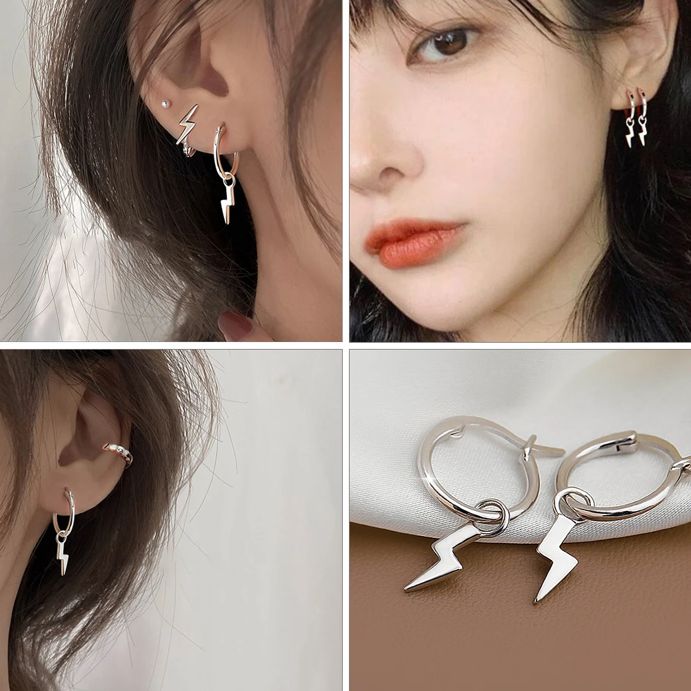 

2 Pairs Silver Ear Buckle Earrings for Women Punk Unique Trendy Bridesmaid
