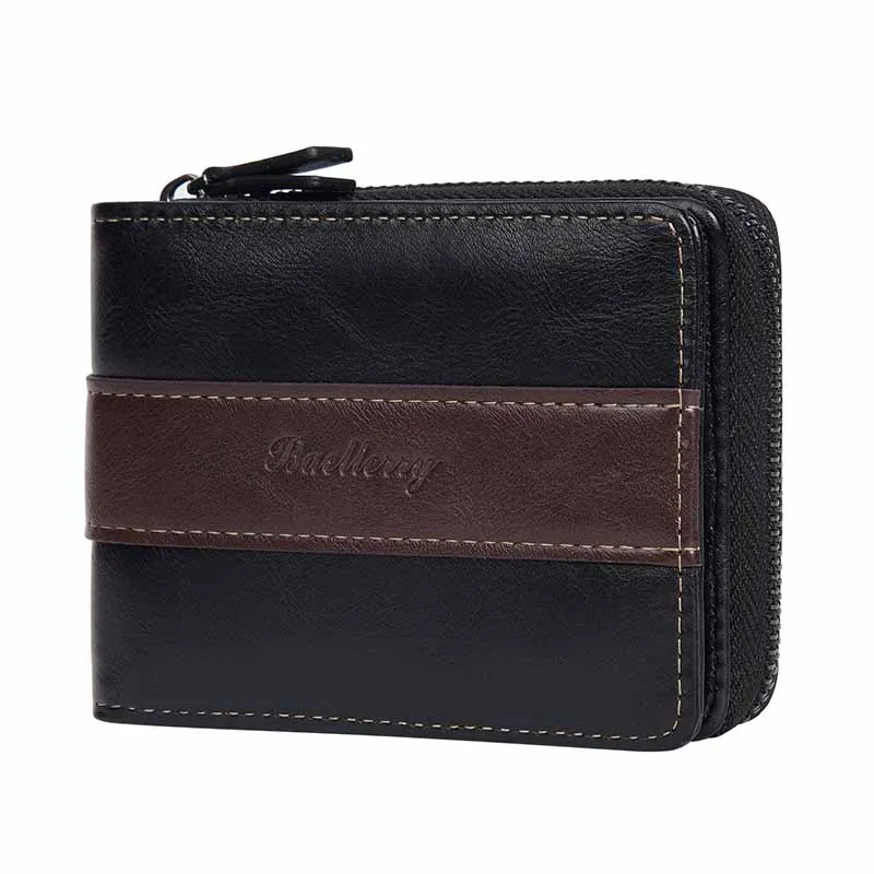 

2025 New Man Purse Men Short Color-matching Multi-functional Business Wallet Retro Id Bank Credit Card Holder Zipper Hasp Wallet