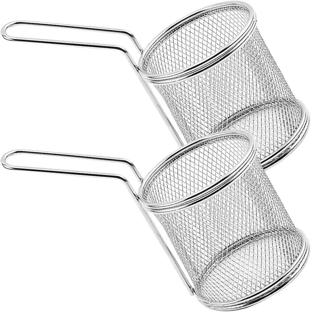 

2 Pcs Deep Fryer Basket Mini Frying Oil Strainer Baskets Kitchen Stainless Steel Mesh