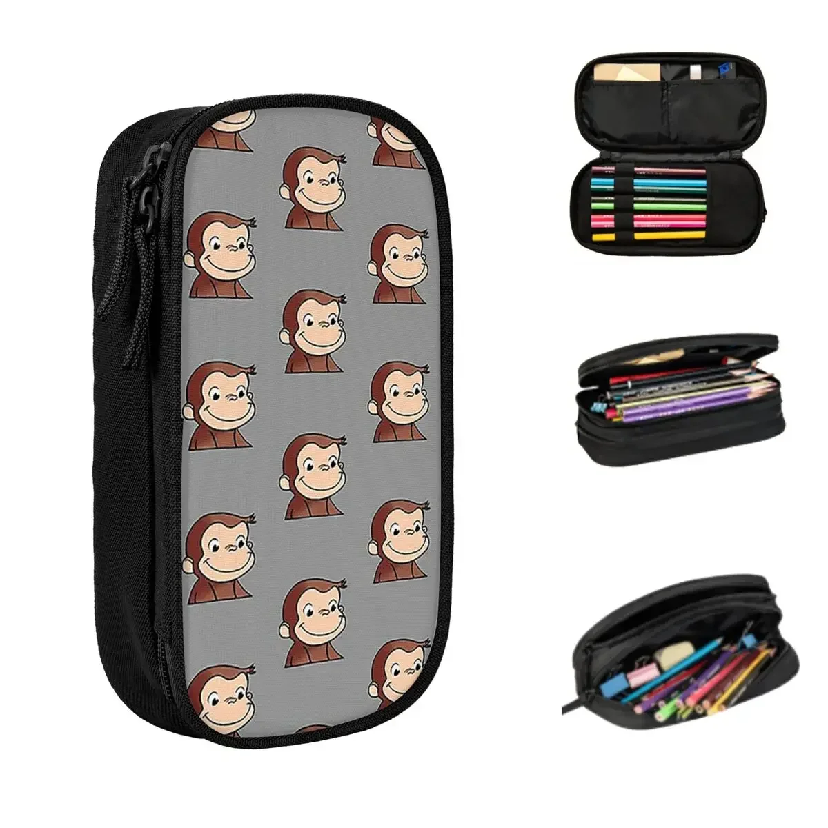 

Curious George Pencil Cases Large Storage Pen Bags Pen Box Pencil Pouch For Boys Girls Students Stationery School Office