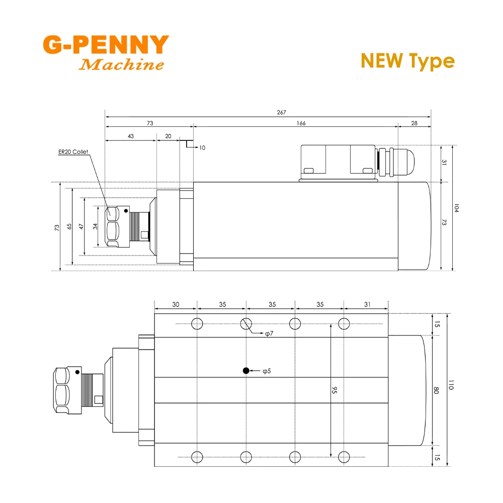 CNC spindle Motor Air cooling  220v 2.2kw ER20 Air cooled spindle 2.2KW QL-Inverter 300Hz 4pcs Ceramic ball bearigs