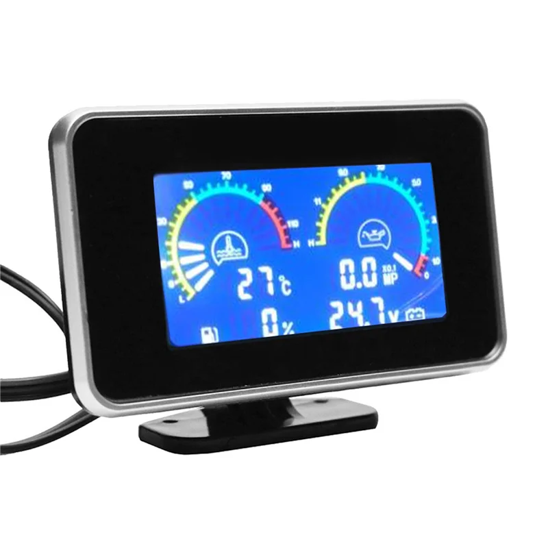 LCD Car Digital Oil Pressure Gauge Digital Display Sensor Instrument Panel Voltmeter Water Temp Meter 4 in 1