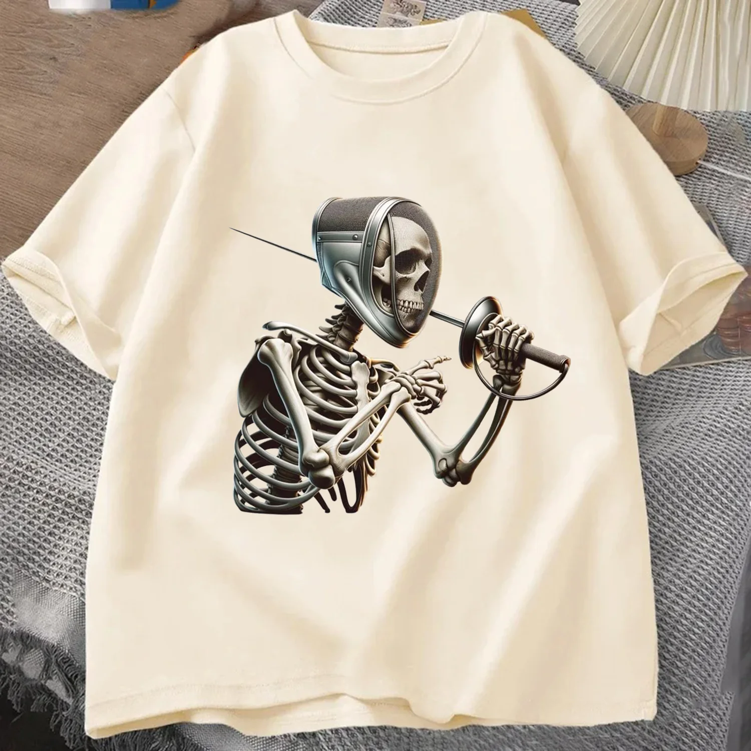 Gothic Fencing Coach Halloween Sports T Shirt Summer Men's Trucksuit Round Neck Short Sleeve Top Casual Cotton Casual Sportswear