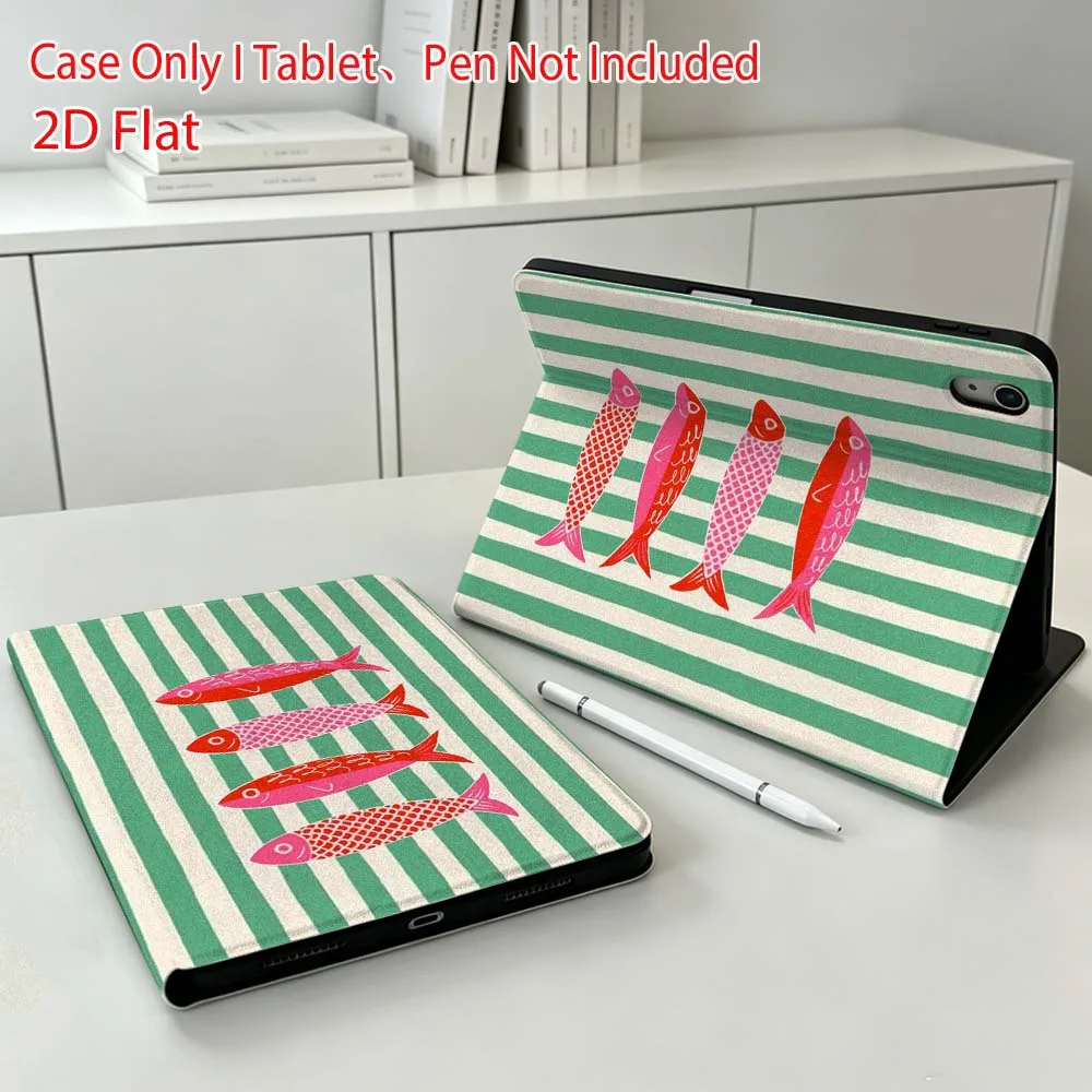 Line Fish Art Pattern For Apple iPad Pro Mini A16 A17 A14 4 5 6 7 6th 12th 9Gen 12.9 11 13 M4 inch Tablet Case Soft