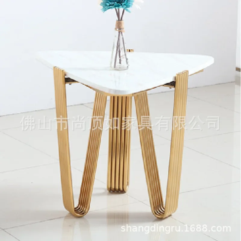 Modern simple high-end light luxury small apartment household Italian living room designer square rock slab coffee table