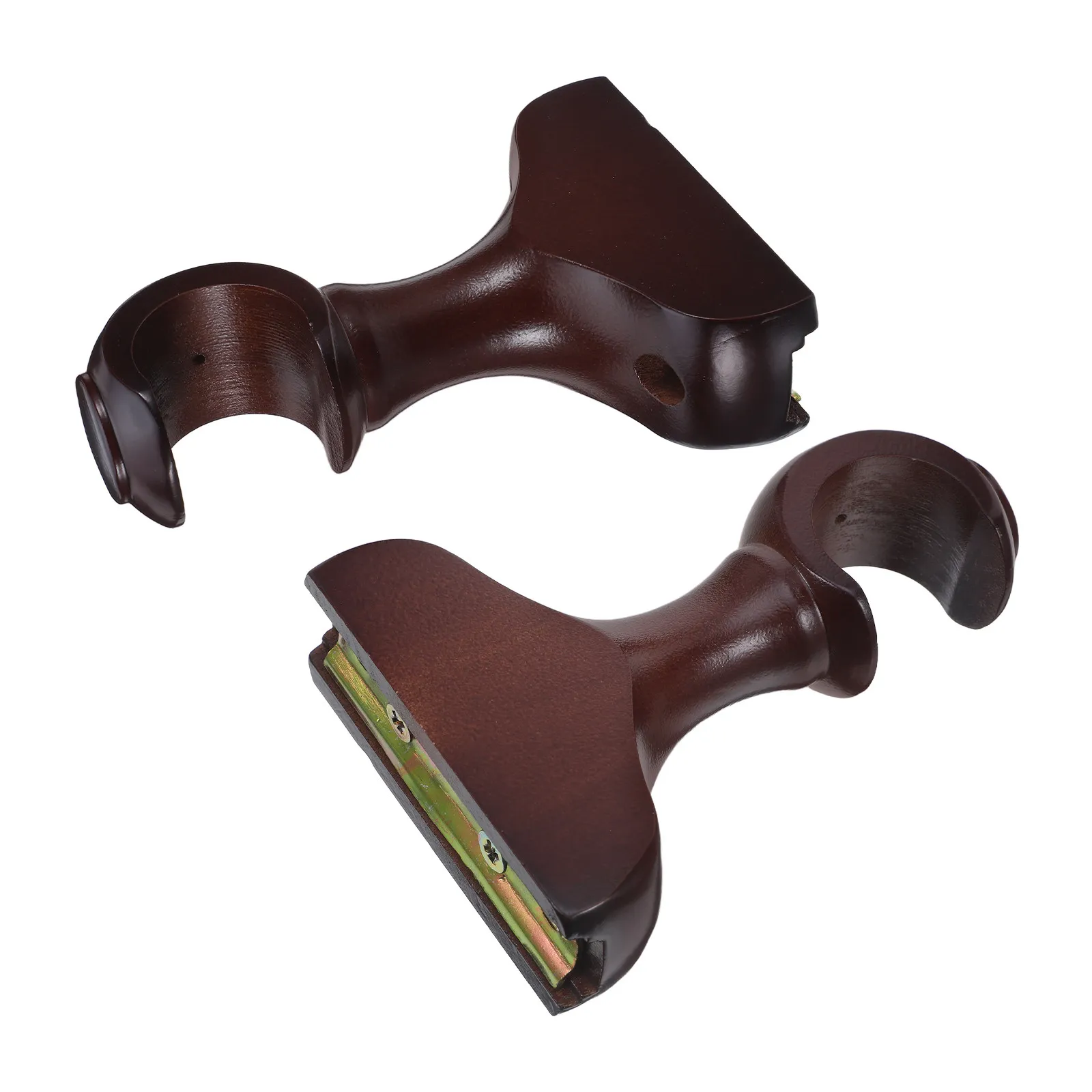 2Pcs Wood Curtain Rod Brackets Decorative Solid Wood Drapery Rod Supports for Window Living Room Bedroom Kitchen Bathroom