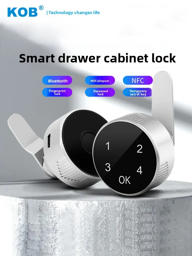 KOB Smart Cabinet Cam Lock - Remote Unlock Fingerprint Password Lock for Office Desk File Metal Cabinet Drawer