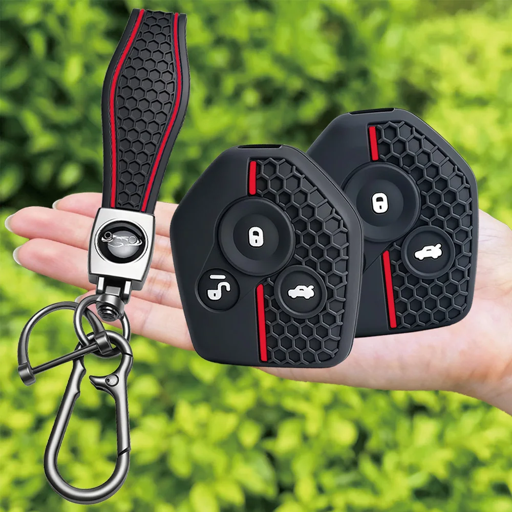 For Subaru Forester Outback Legacy XV Crosstrek Impreza BRZ WRX silicone fixed blade key cover with wrist strap and carabiner