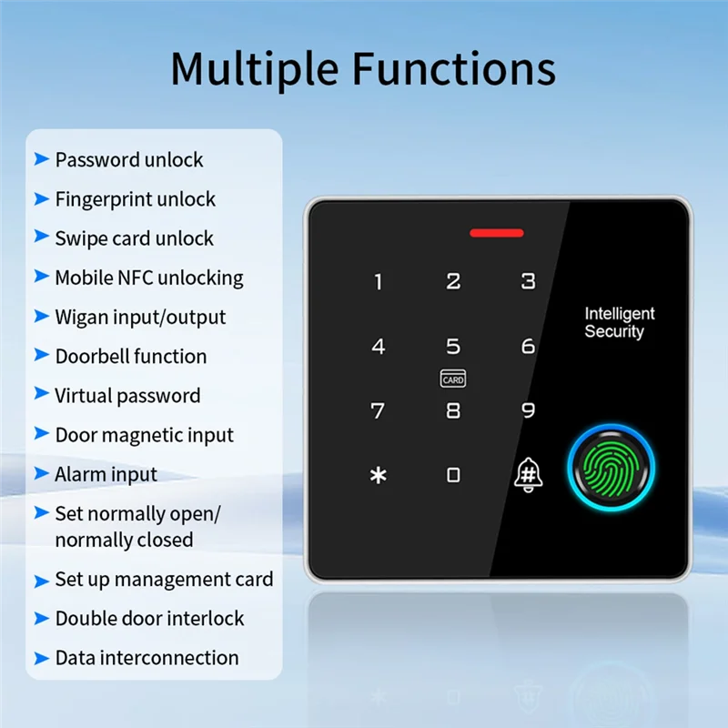 

SQPP-Dual-Frequency Waterproof Metal Access Control Machine Fingerprint Password Card Electric Bolt Lock Standalone Door Opener