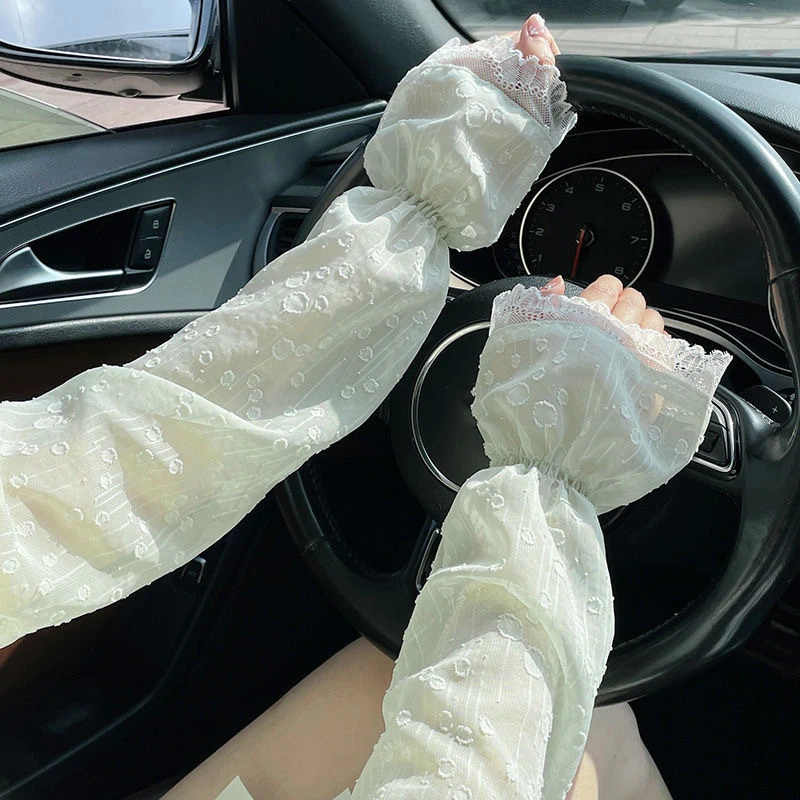 New Summer Breathable Oversleeves Chiffon Sun Protection Loose Arm Sleeves Sweet Flared Sleeves for Cycling and Driving