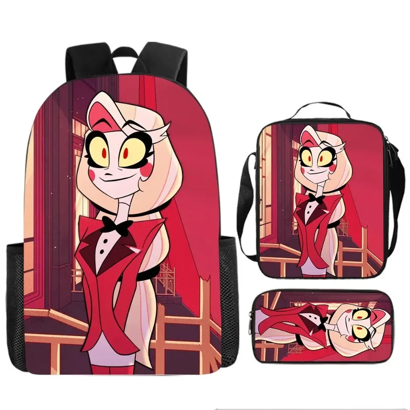 

3 шт./компл. Hazbin Hotel мультфильм 3D печать рюкзаки чехол для ручек аниме студенческие принадлежности большая вместительная сумка подарки на день рождения