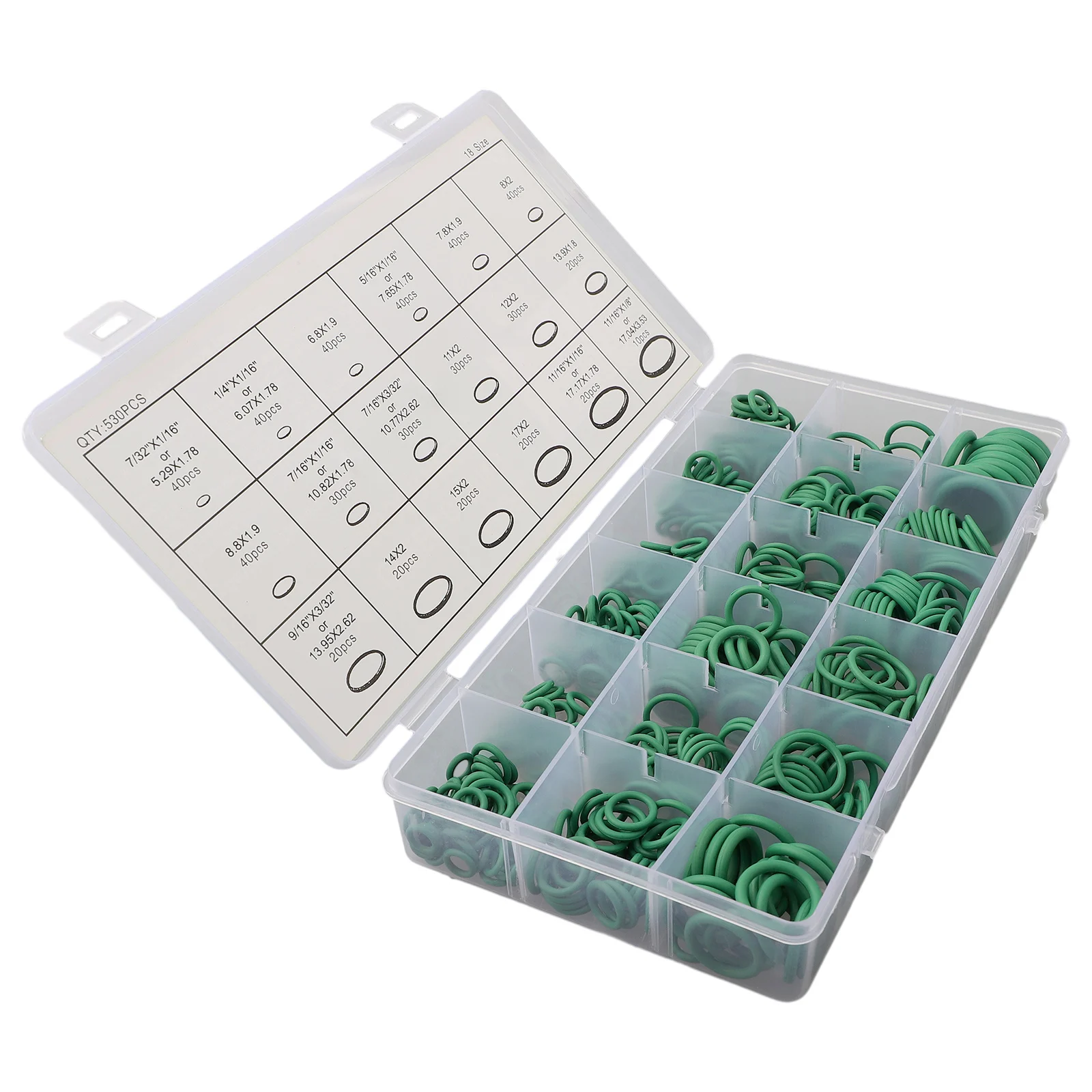 530 Pcs Automotive O Ring Seal Kit for R134a Car Air Conditioning Rubber Gasket Set with Storage Box for Storage Protection
