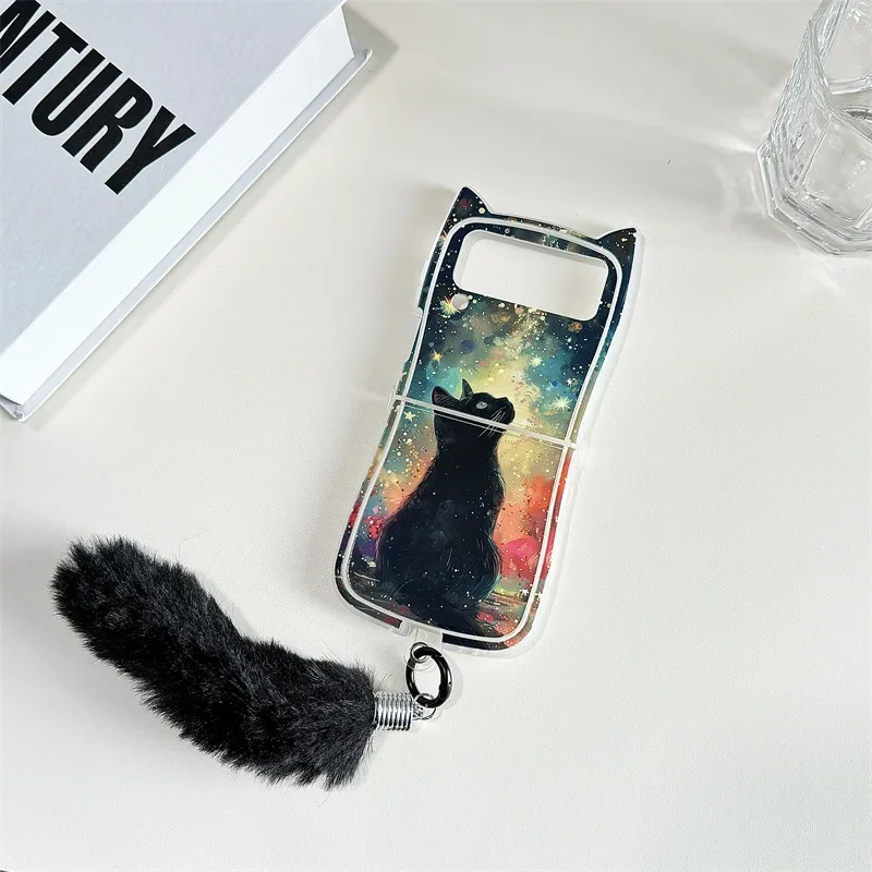 Bonita funda de teléfono con orejas de fuegos artificiales en 3D, carcasa trasera dura de PC para Samsung Galaxy ZFlip3, ZFlip4, ZFlip5, ZFlip6, Z Flip 6