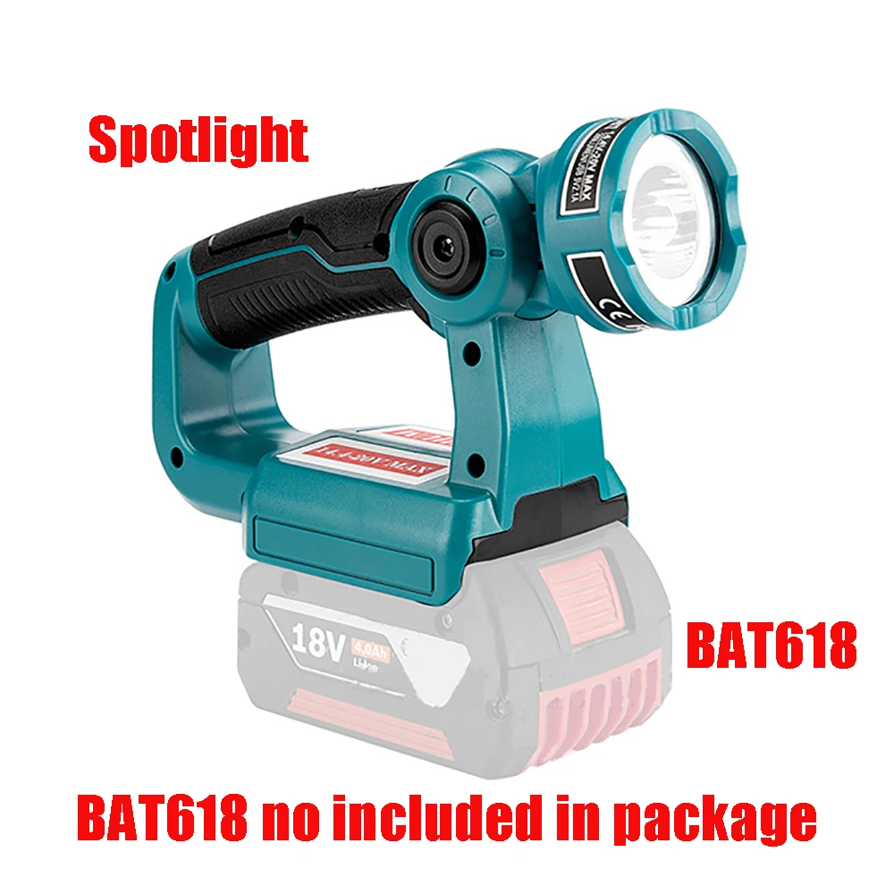 Portable LED Warning Spot Light Work Lamp Flashlight Torch for Makita Bos ch14.4V 18V Li-ion Battery BL1830 BL1430 BAT618 BAT614