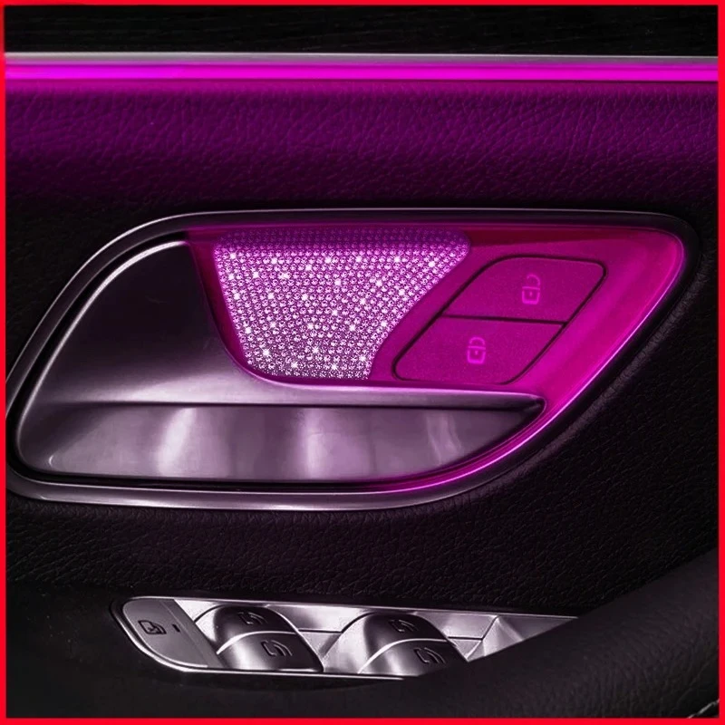 For Benz A GLA GLB CLA W177 C118 H247 X247 Interior Door Bowl Diamond Sticker Ambient Light Modification Accessories 2/4PCS