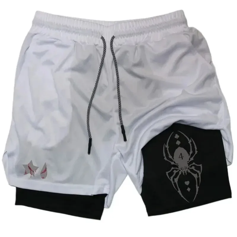 Anime Hunter X Hunter Performance Shorts Men 2-in-1 Running Compression Shorts Training Sport Gym Quick Dry Shorts with Pockets