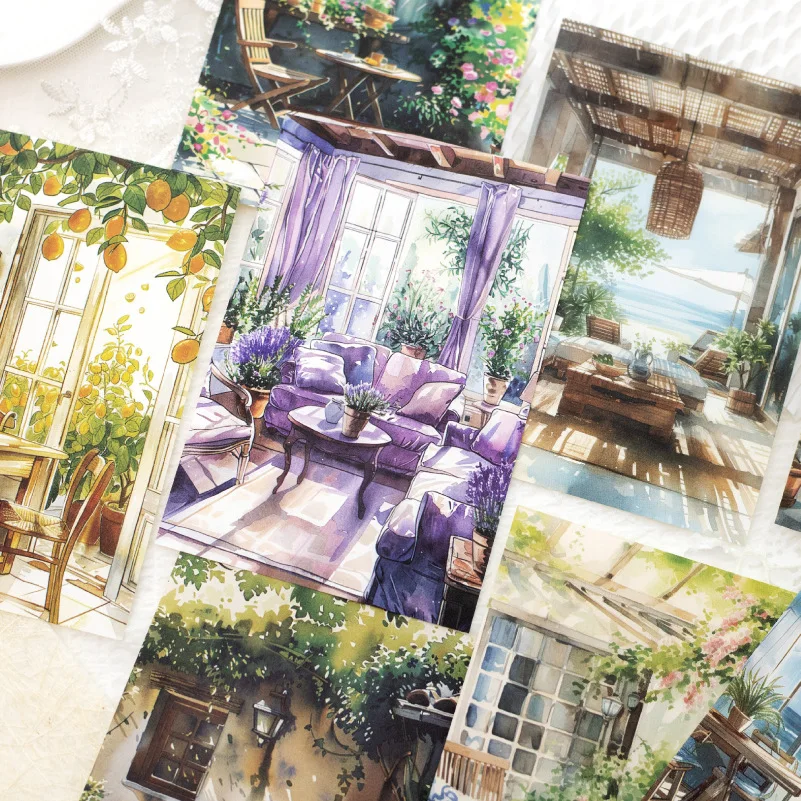 5 Styles, 30 Sheets Each, Window Side Daily Life Landscape Card Paper, DIY Handmade Decorative Material Paper