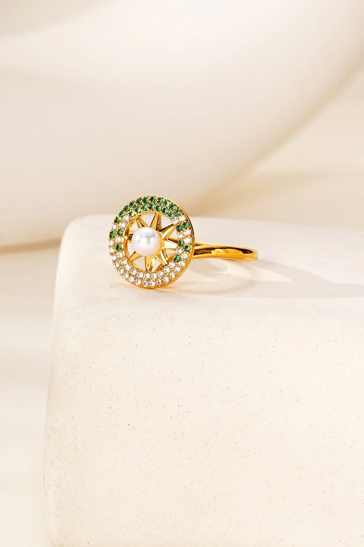 بوصلة Lium Gems Gold Vermeil من الفضة الإسترليني عيار 925 مع لؤلؤ مطعمة كهدية للذكرى السنوية والحفلات #6