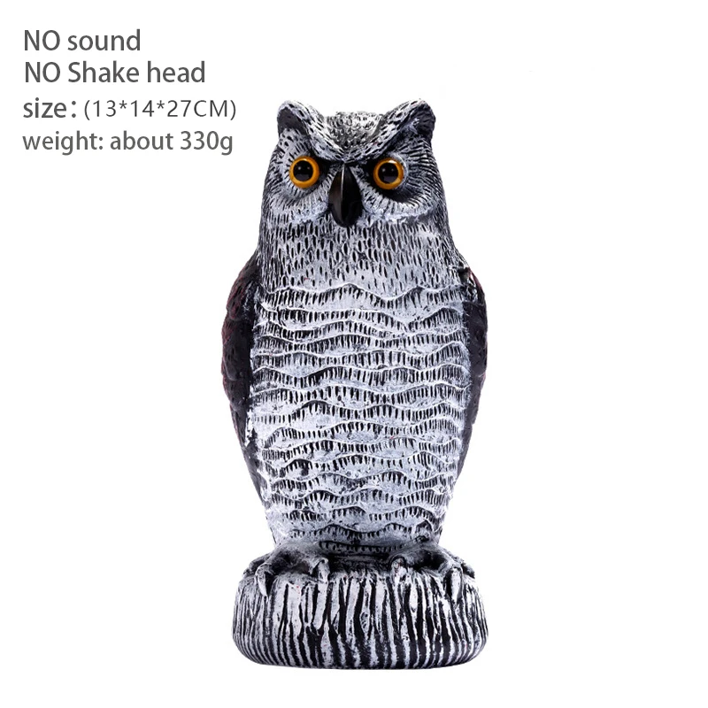 2021 Realistic Bird Scarer Rotating Head Sound Owl Prowler Decoy Protection Repellent Pest Control Scarecrow Garden Yard Move