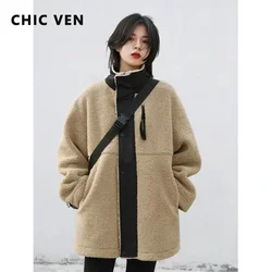 CHIC VEN Women Jacket Coat Thicken Warm Casual Lamb Faux Fur Woman Overcoat Loose Outerwear Female Tops Lady Autumn Winter 2025