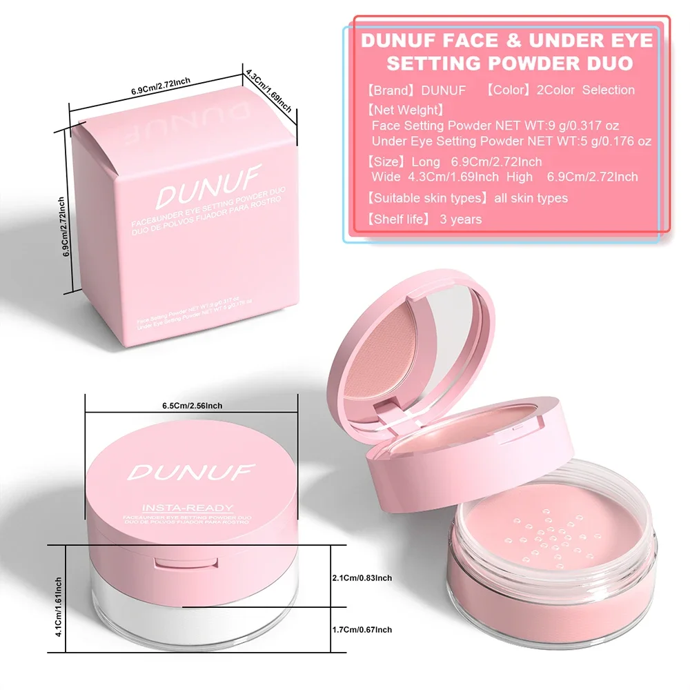 マット仕上げ 2in1 プレスドセッティングパウダー オイルコントロール 防水 毛穴隠し スムースフェイス＆アンダーアイセッティングパウダー