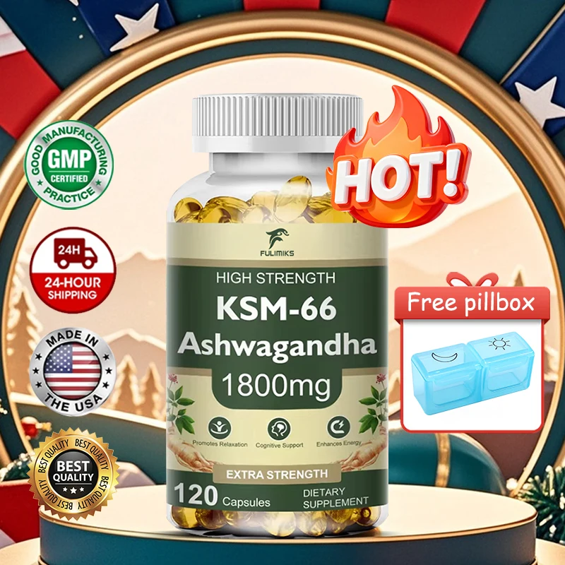 

Advanced KSM-66 Ashwagandha Stress & Sleep Aid, Promotes Relaxation, Reduces Fatigue & Improves Sleep Quality, Gluten Free