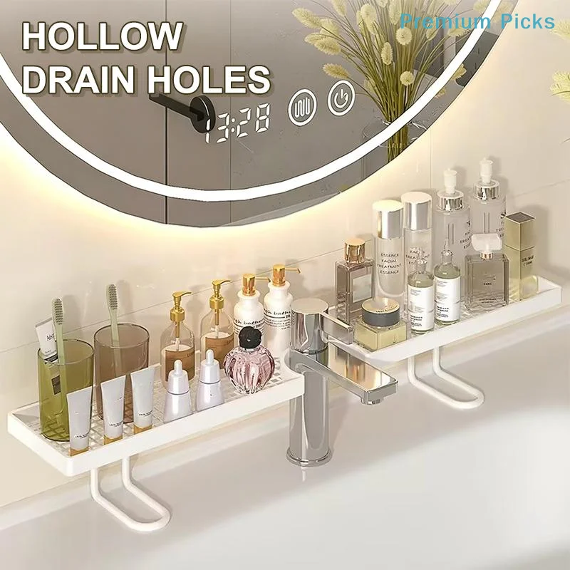 portableOver Sink Faucet Storage Shelf Hollow Drain Design Large Capacity Space Saving Rack for Home Bathroom Kitchen