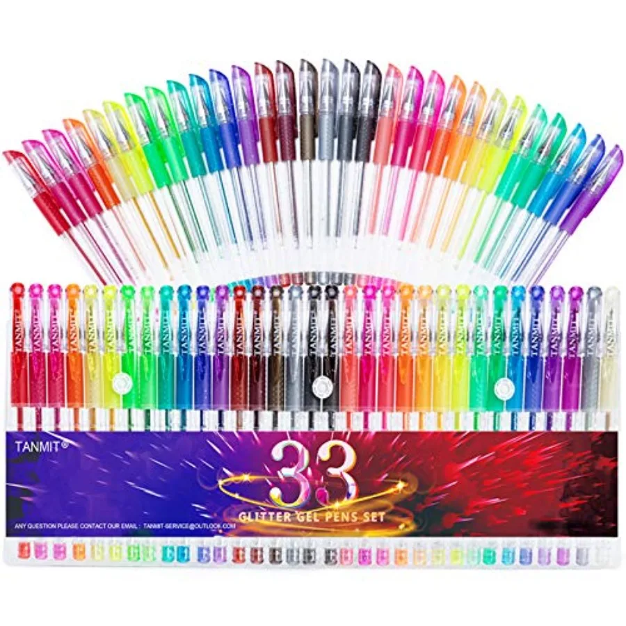 Glitter Gel Pens, Neon Glitter Pens Set Gel Art Markers with 40% More Ink for Adult Coloring Books, Drawing, Journaling, Doodli