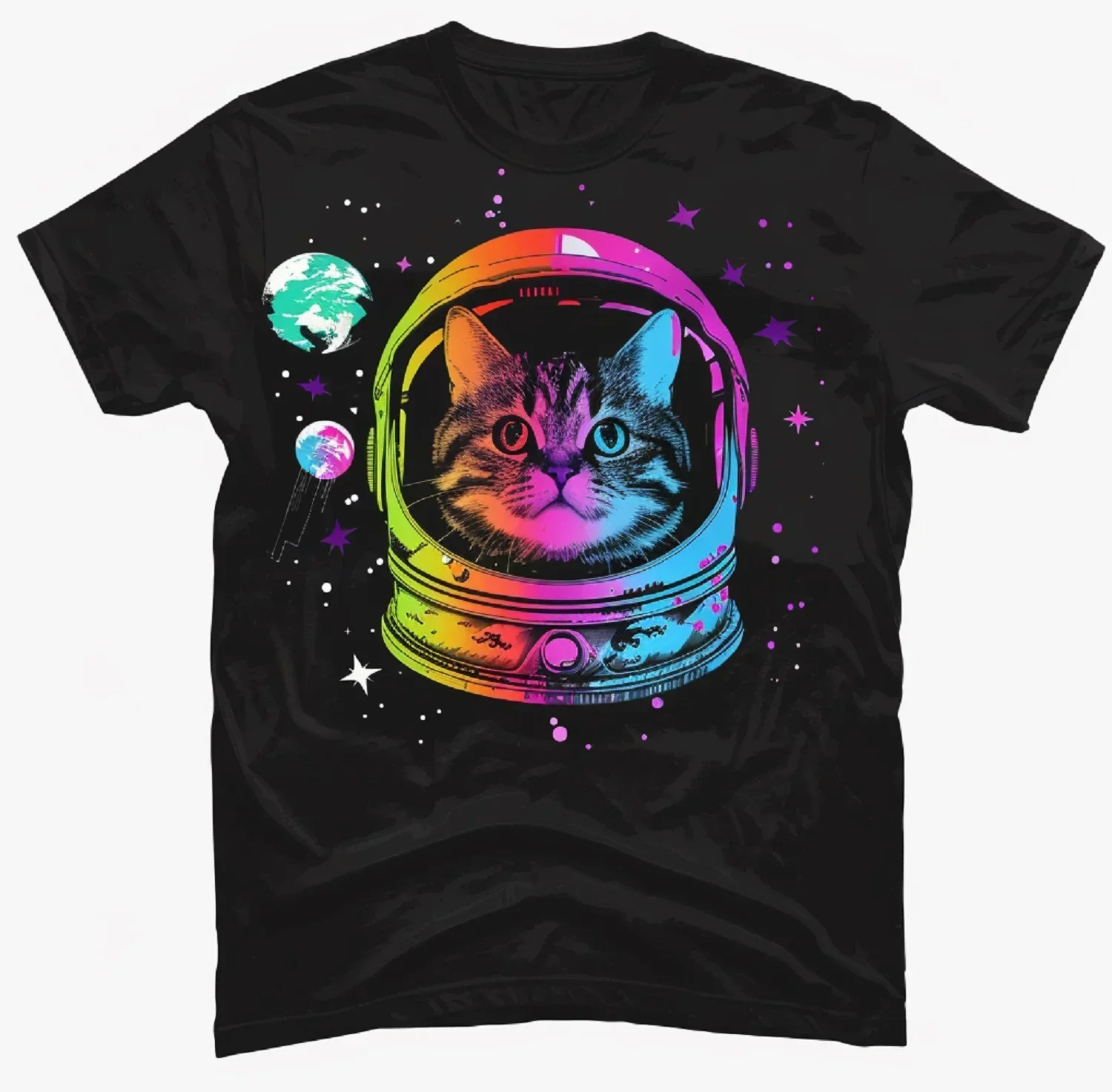 Unisex per donna uomo abbigliamento Streetwear Y2k Adorabile gatto bello spazio esterno Design Cosmic Cat in Spacesuit Tee