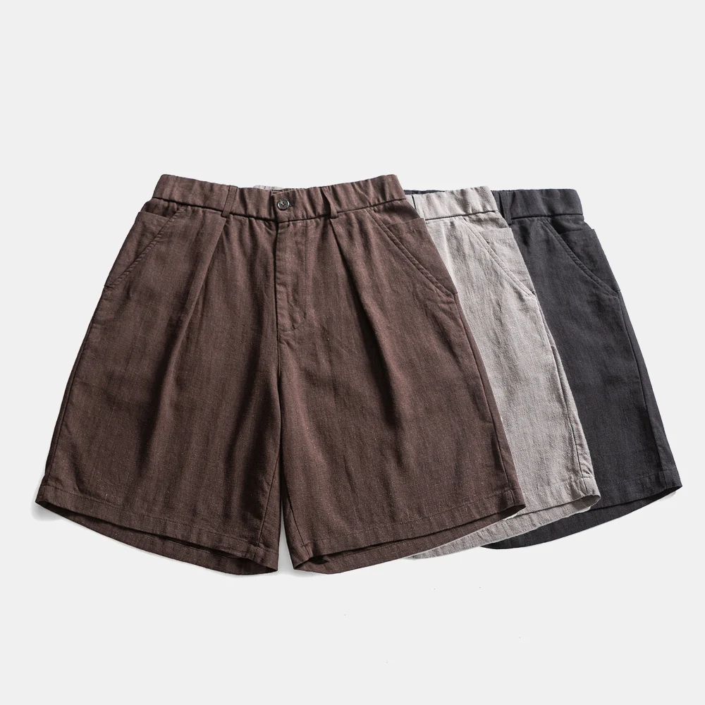 Summer Linen Casual Loose Shorts Men Japanese Streetwear Fashion Vintage Breathable Comfortable Short Pants Shorts