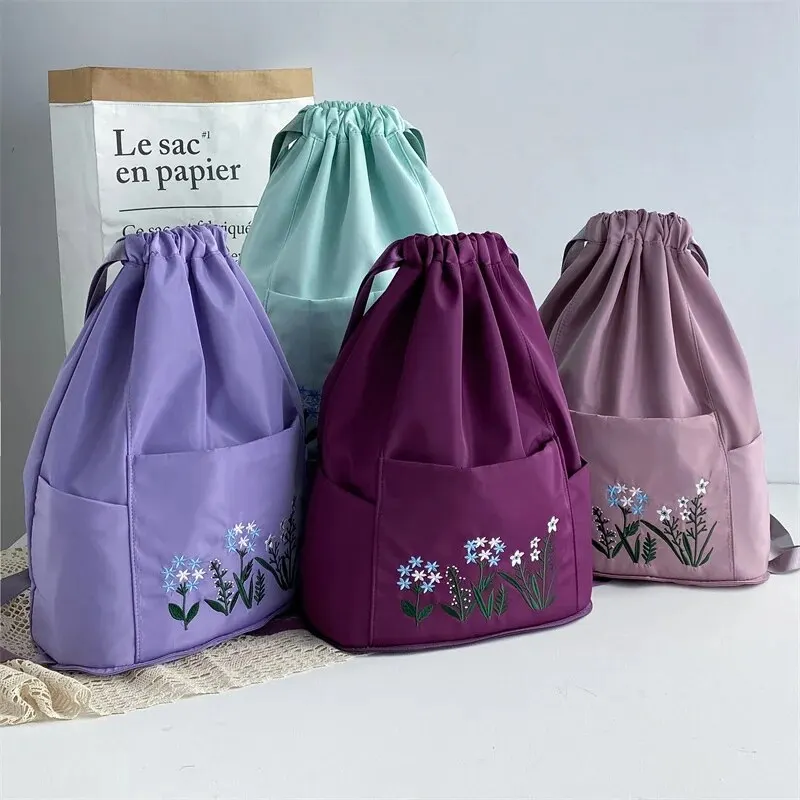 حقيبة ظهر من النايلون ريليبيجان للسباحة واللياقة البدنية، حقيبة ظهر مطرزة بسعة كبيرة، حقيبة رياضية مقاومة للرذاذ #6