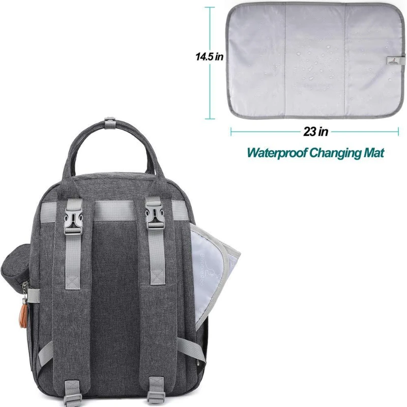 EG126 Foldable Diaper Bag with Baby Bed, Multi-Function Maternity Backpack, Waterproof Large Capacity Mommy Bag Travel Baby