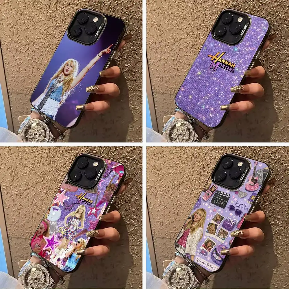 

H-Hannah-M- Montana For iPhone 17 16 15 14 13 12 11 Pro Max XS 17 Air Silicone Colored Silver Bumper Cover